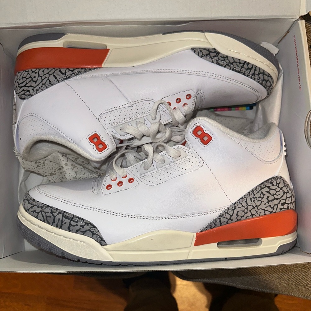 Jordan White and Orange Sneakers with Elephant Print